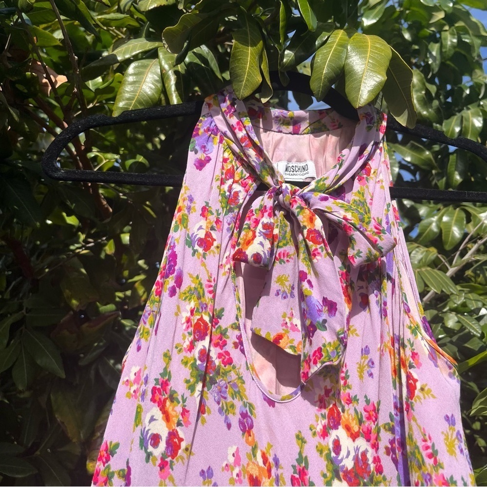 Moschino Cheap and Chic lilac purple floral‎ sleeveless midi dress - Picture 2 of 4